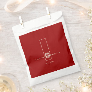 Tall Rectangle Double Happiness Chinese Wedding Favour Bag