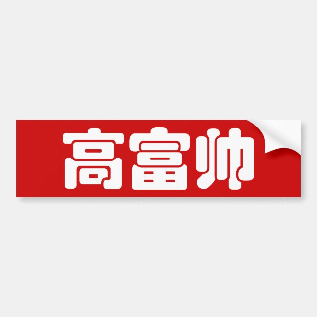 Tall, Rich & Handsome 高富帅 Chinese Hanzi MEME Bumper Sticker (Front)