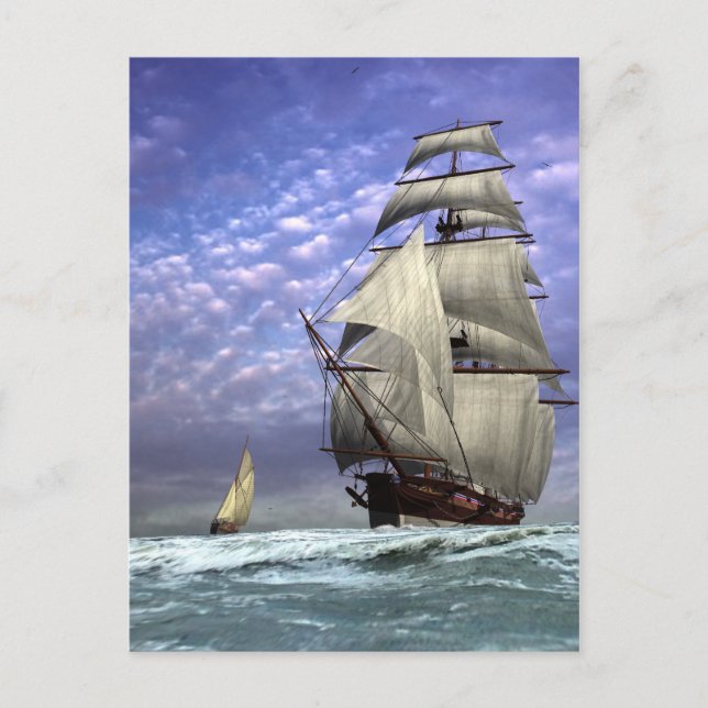 Tall Ship and Ketch Postcard (Front)