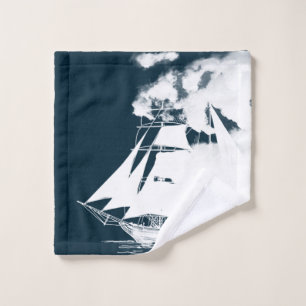 Tall Ship & Clouds Nautical Bath Towel Set