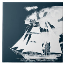 Tall Ship & Clouds Nautical