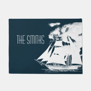 Tall Ship & Clouds Nautical Doormat