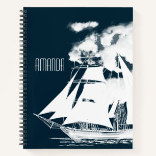 Tall Ship & Clouds Nautical Notebook