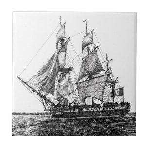 Tall Ship Hermione Ceramic Photo Tile