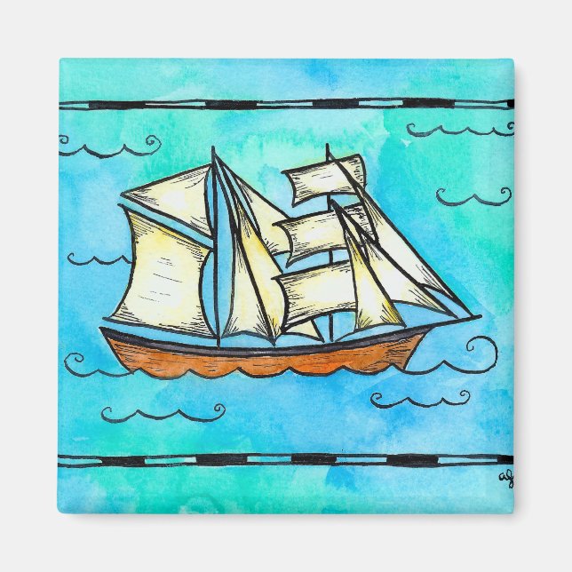 Tall Ship Magnet - Brigantine Pirate Ship (Front)