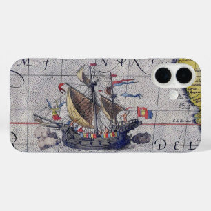 Tall Ship Map of the Pacific Ocean iPhone 16 Plus Case