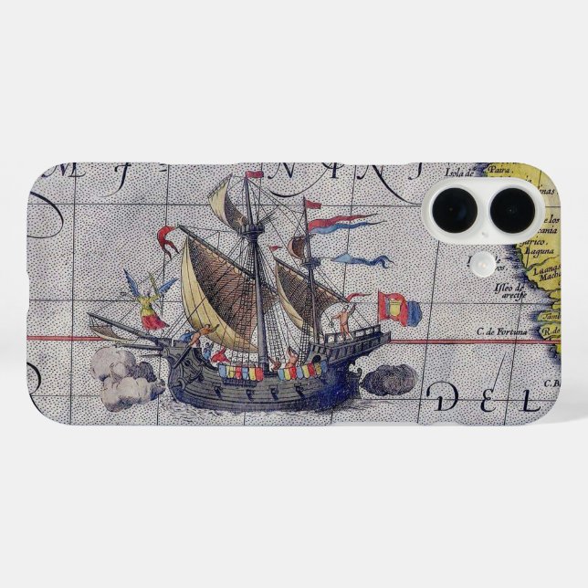 Tall Ship Map of the Pacific Ocean Case-Mate iPhone Case (Back (Horizontal))