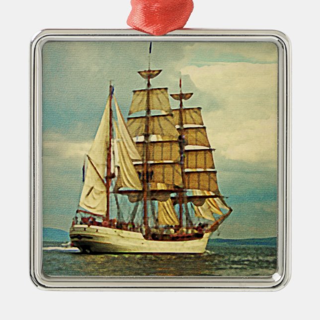 Tall Ship Metal Tree Decoration (Front)