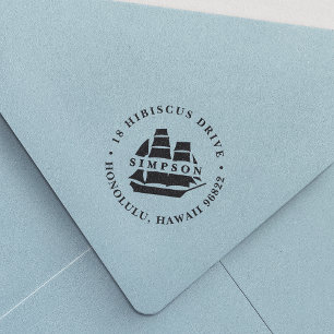 Tall Ship Return Address Rubber Stamp
