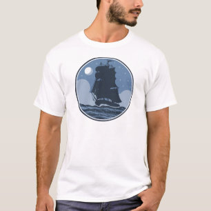 Tall Ship Sailing on Open Sea T-Shirt