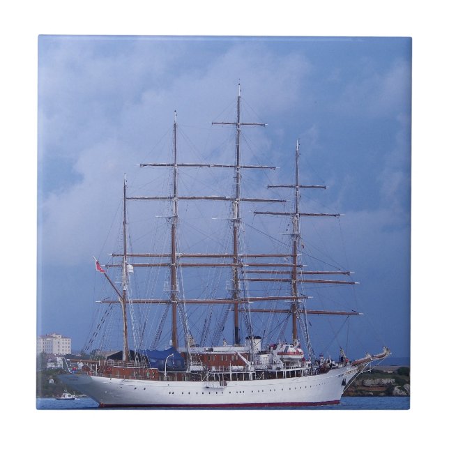 Tall Ship Sea Cloud Ceramic Tile (Front)