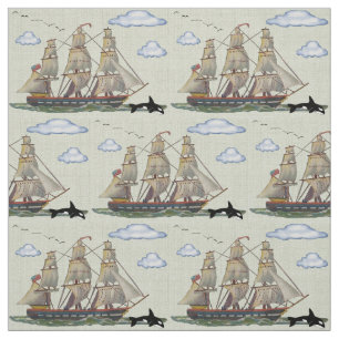 Tall Ship Seascape Fabric