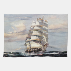 Tall Ship Thessalus Tea Towel