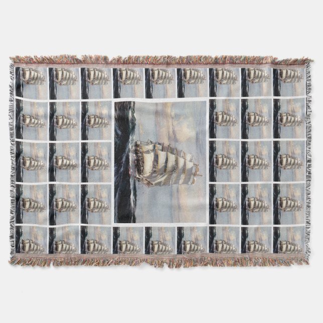 Tall Ship Thessalus Throw Blanket (Front)