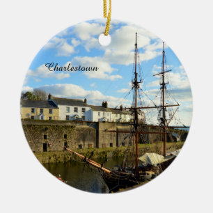Tall Ships Charlestown Harbour Cornwall England Ceramic Ornament