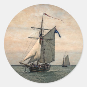 Tall Ships Festival, Digitally Altered Classic Round Sticker