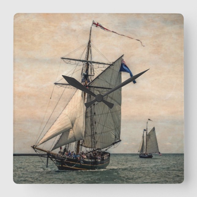 Tall Ships Festival, Digitally Altered Square Wall Clock (Front)