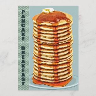 Tall Stack of Pancakes with Calico Trim Breakfast Invitation