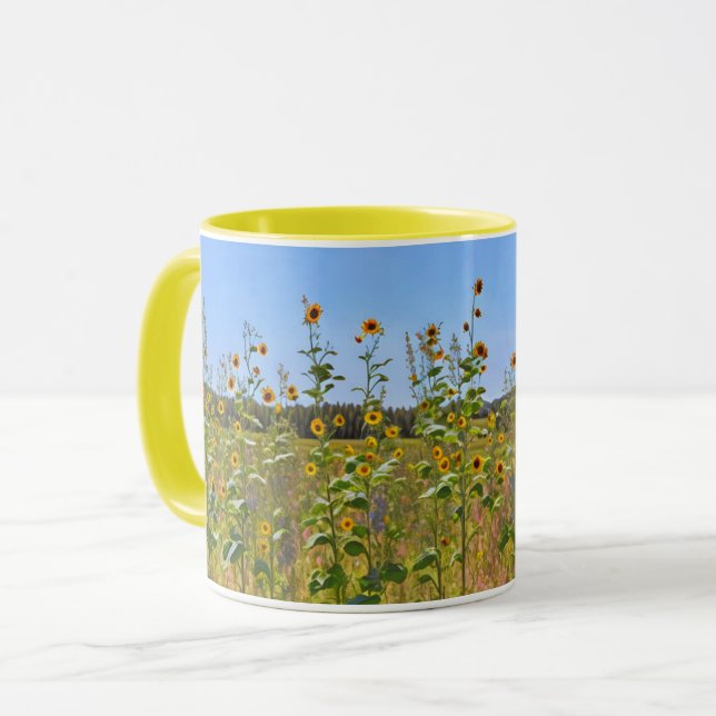 Tall Sunflowers Yellow Flowers on a Farm Art Mug  (Front Left)