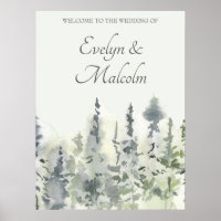 Tall Timber Watercolor Evergreen Trees Wedding