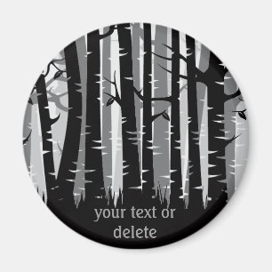 Tall Trees forest - grey - on dark Magnet