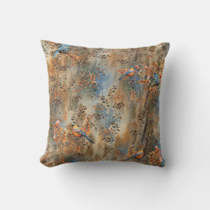 Tall trees, the Leaves of Autumn & Blue-Birds Cushion