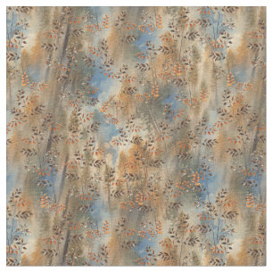 Tall trees, the Leaves of Autumn & Blue-Birds Fabric