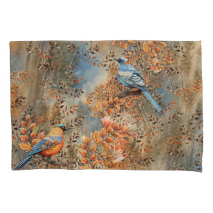 Tall trees, the Leaves of Autumn & Blue-Birds Pillowcase
