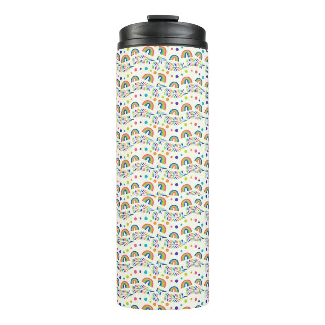 Tall tumbler with a black lid, featuring a playful (Front)