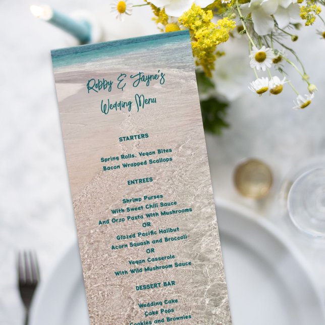 Tall Wedding Menu Tropical Beach Scene Template (Creator Uploaded)