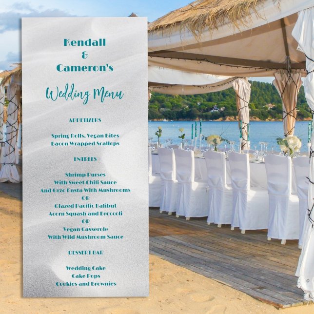 Tall Wedding Menu White Beach Sand Template (Creator Uploaded)