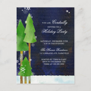 Tall Winter Trees Holiday Bash Invitation Postcard