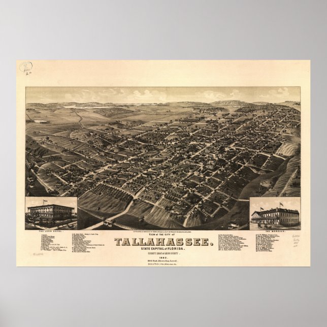 Tallahassee Florida 1885 Panoramic Map Poster (Front)