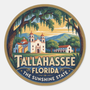 Tallahassee Florida Capital Retro Travel Memory Classic Round Sticker
