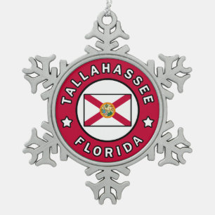 Tallahassee Florida Snowflake Pewter Christmas Ornament