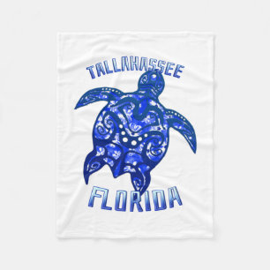 Tallahassee Florida Vacation Tribal Turtle Fleece Blanket