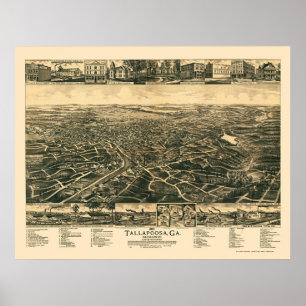 Tallapoosa, GA Panoramic Map - 1892 Poster