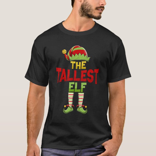 Tallest ELF Family Matching Group Christmas Pajama T-Shirt (Front)