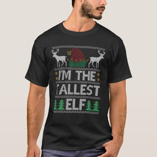 Tallest Elf Matching Family Group Christmas Party  T-Shirt (Front)