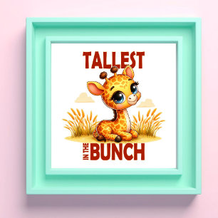 Tallest in the Bunch pun Cute Baby Giraffe cartoon Photo Print