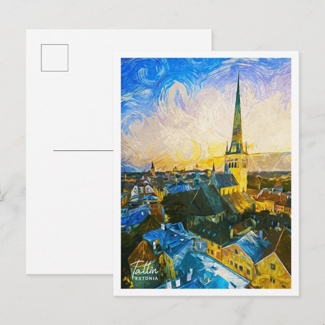Tallin Estonia Beautiful Oil Paint Landscape Postcard (Front/Back)