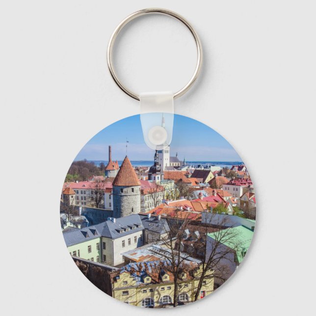 Tallinn downtown aerial view key ring (Front)