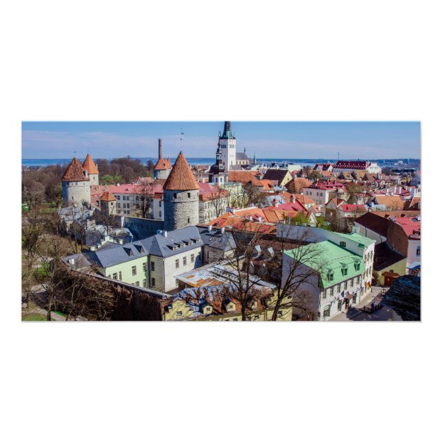 Tallinn downtown aerial view poster (Front)