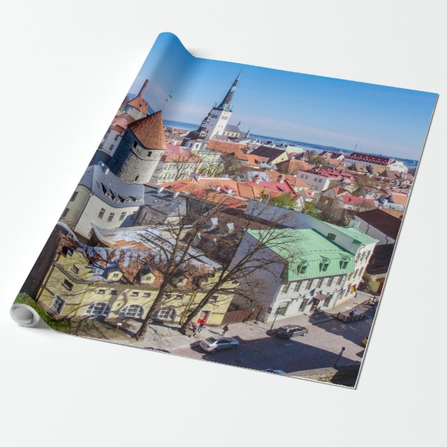 Tallinn downtown aerial view wrapping paper (Unrolled)