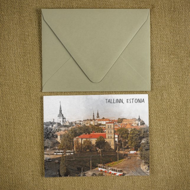 Tallinn Estonia City Panorama View Postcard (tallinn estonia postcard)