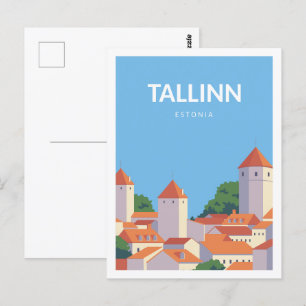 Tallinn Estonia Famous Travel Place Illustration Postcard