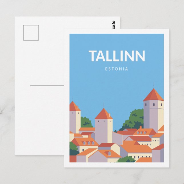 Tallinn Estonia Famous Travel Place Illustration Postcard (Front/Back)