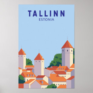 Tallinn Estonia Retro Travel Art Vintage Poster