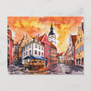 Tallinn Estonia Street Painting Postcard