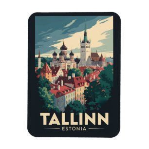 Tallinn Estonia Travel Art Vintage Magnet
